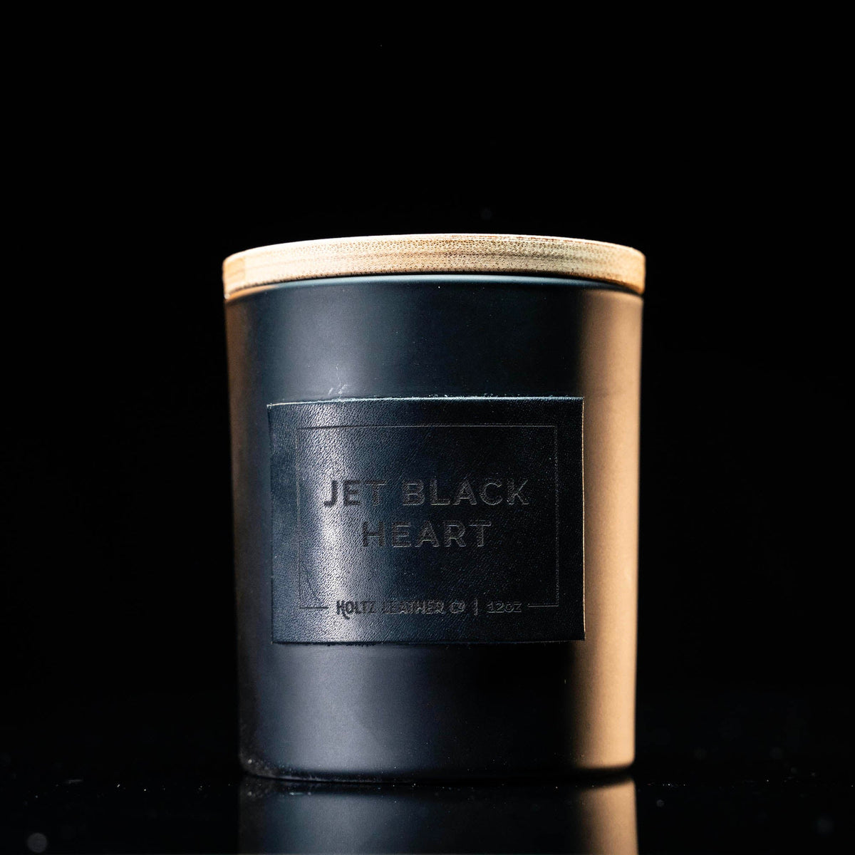 Jet Black Heart - Smolder Luxe Masculine Scented Leather Patch Candle - Holtz Leather