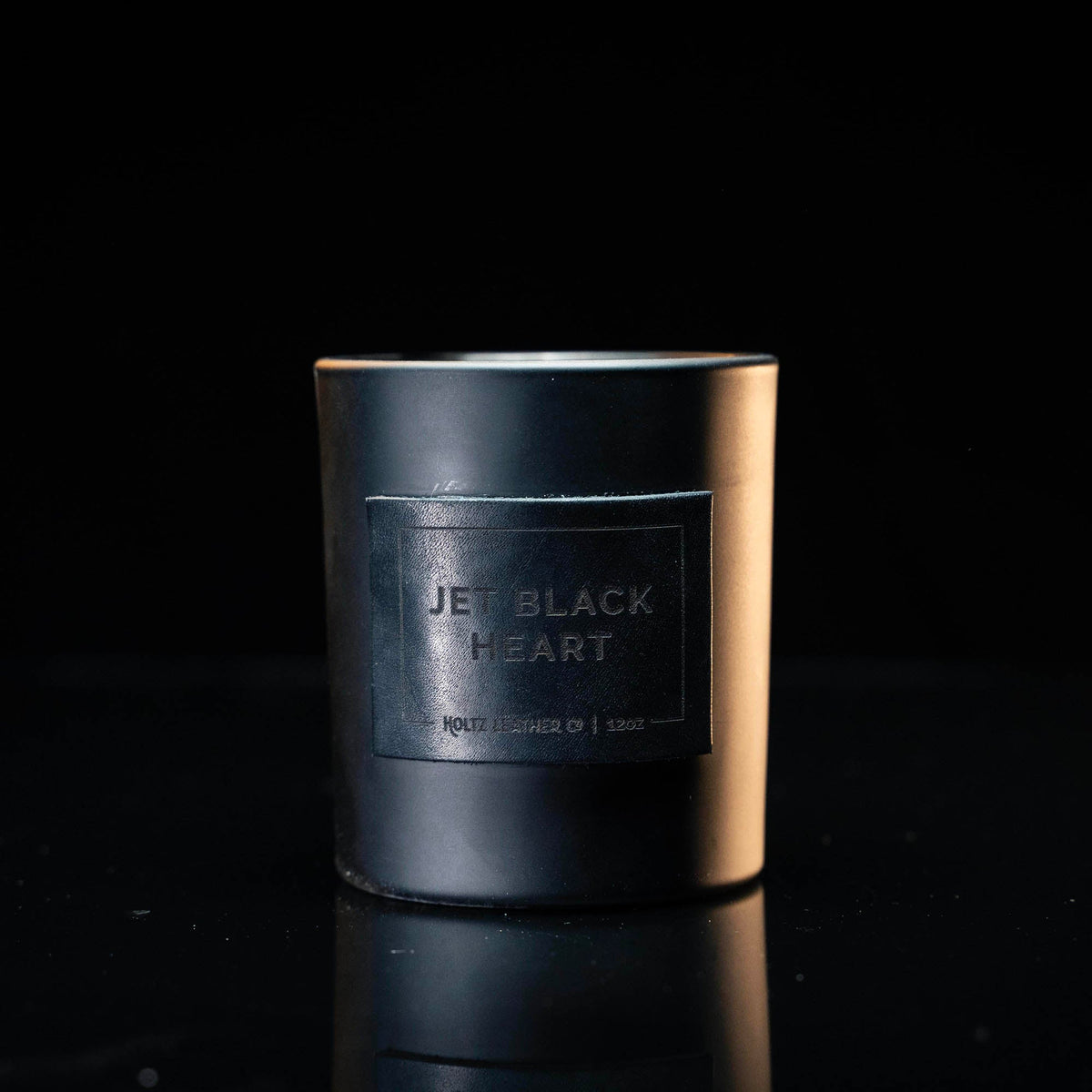 Jet Black Heart - Smolder Luxe Masculine Scented Leather Patch Candle - Holtz Leather