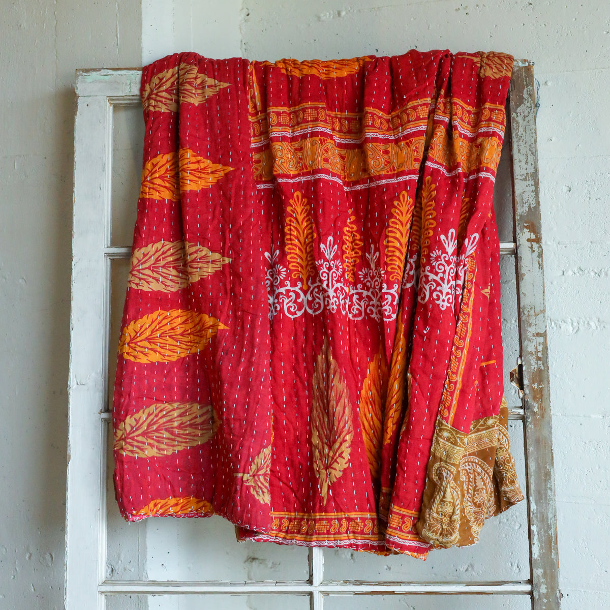 Kantha India Blanket One - of - a - Kind Handcrafted Quilted Pattern Throw – No. K - 00664 - Holtz Leather