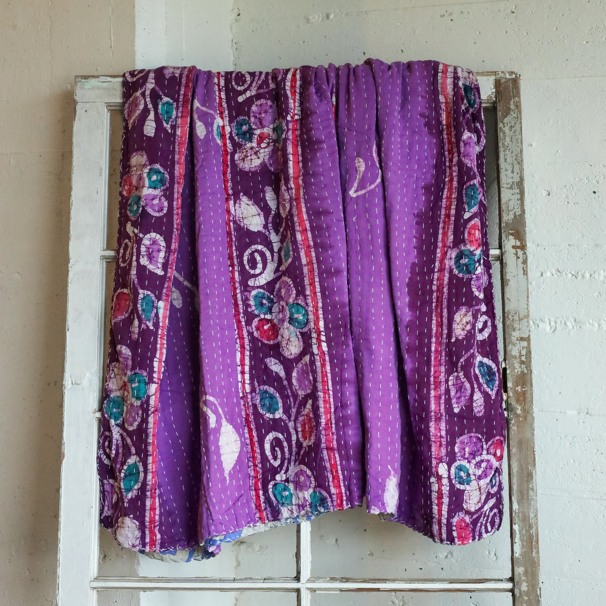 Kantha India Blanket One - of - a - Kind Handcrafted Quilted Pattern Throw – No. K - 00665 - Holtz Leather