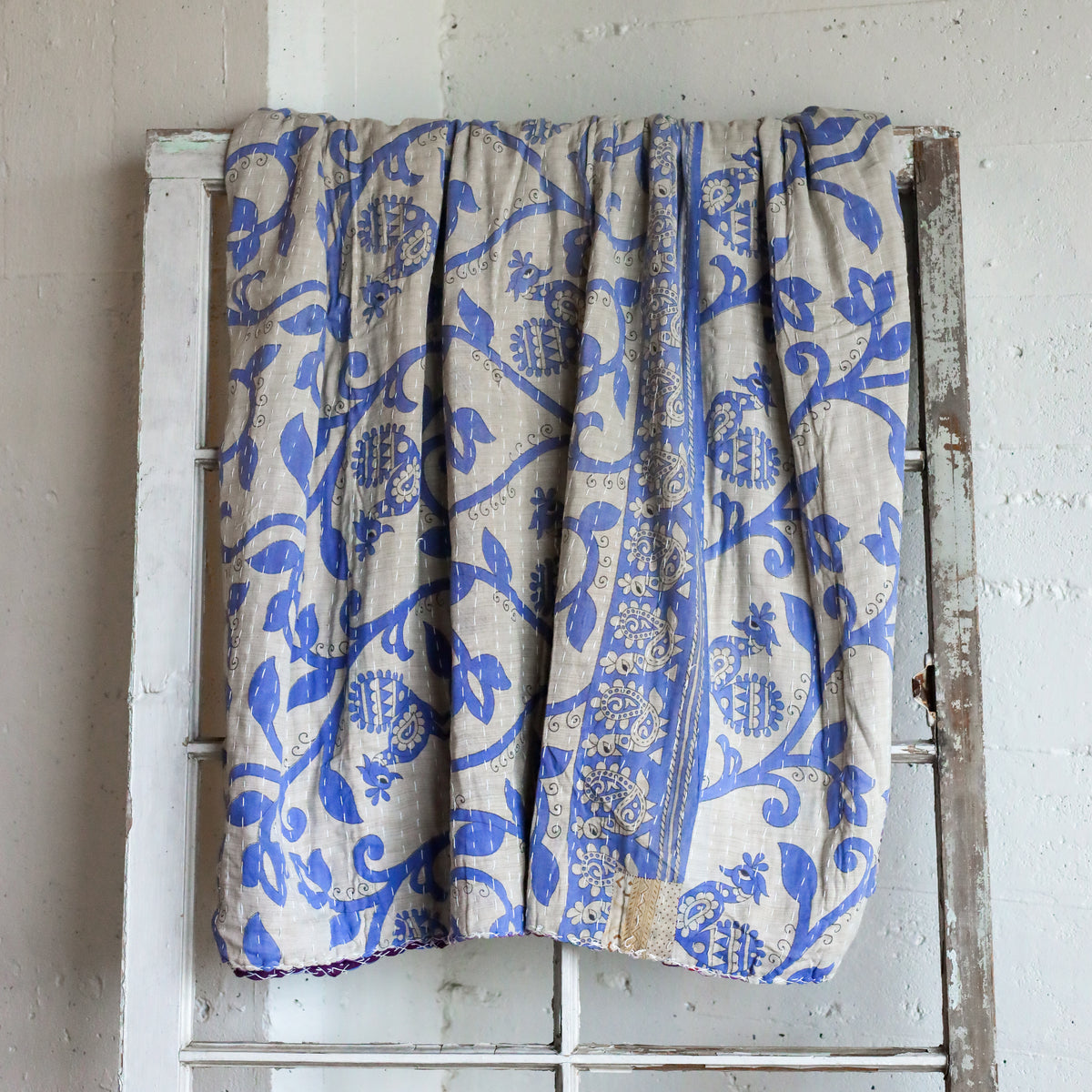 Kantha India Blanket One - of - a - Kind Handcrafted Quilted Pattern Throw – No. K - 00665 - Holtz Leather