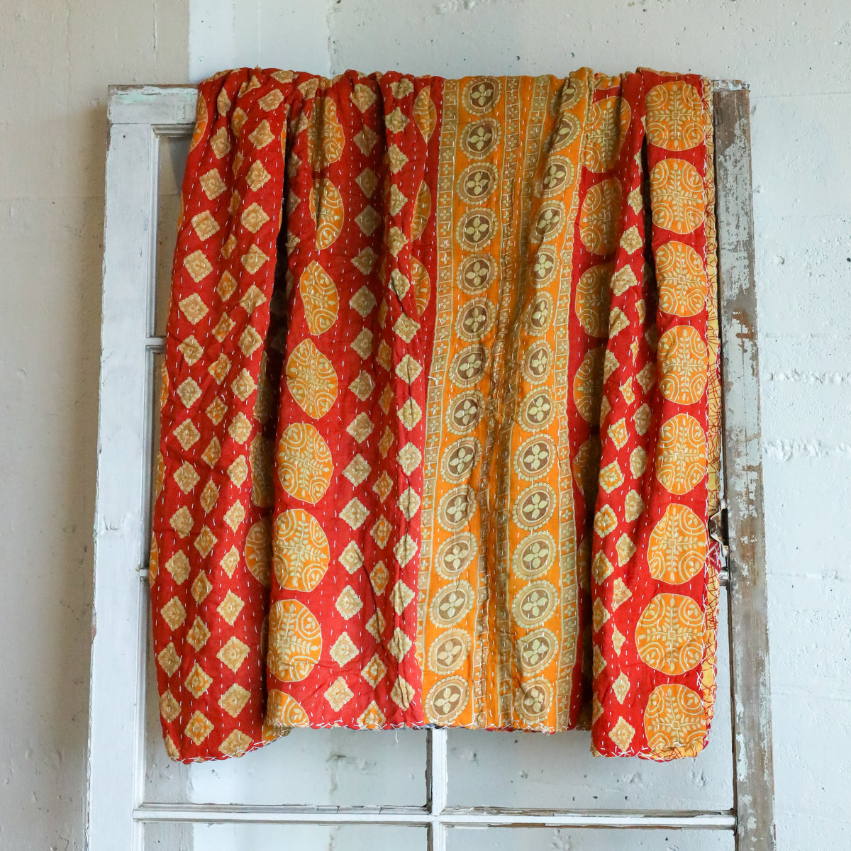 Kantha India Blanket One - of - a - Kind Handcrafted Quilted Pattern Throw – No. K - 00667 - Holtz Leather