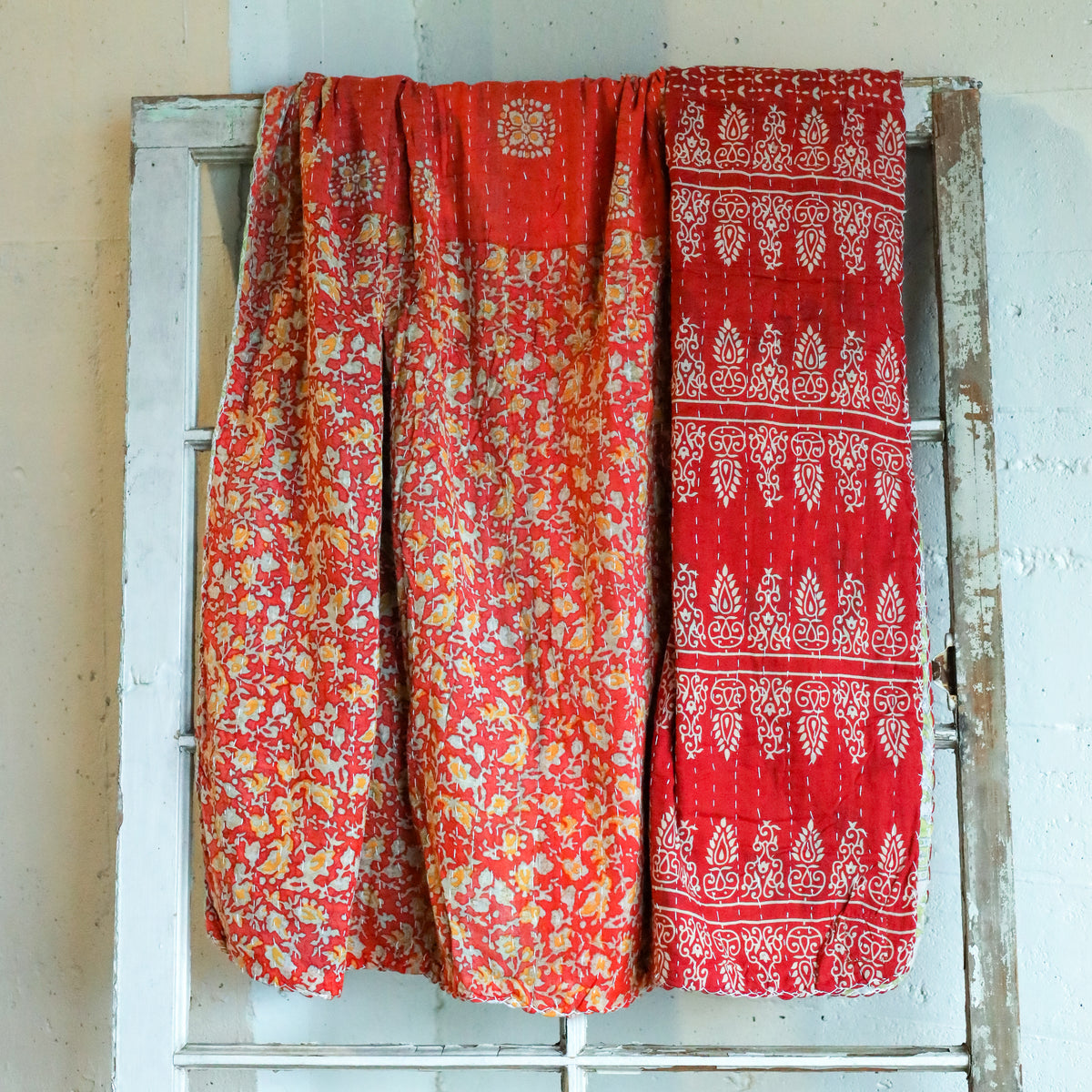 Kantha India Blanket One - of - a - Kind Handcrafted Quilted Pattern Throw – No. K - 00668 - Holtz Leather
