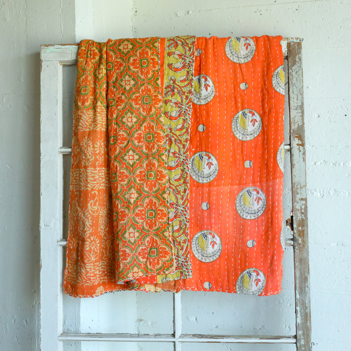 Kantha India Blanket One - of - a - Kind Handcrafted Quilted Pattern Throw – No. K - 00669 - Holtz Leather