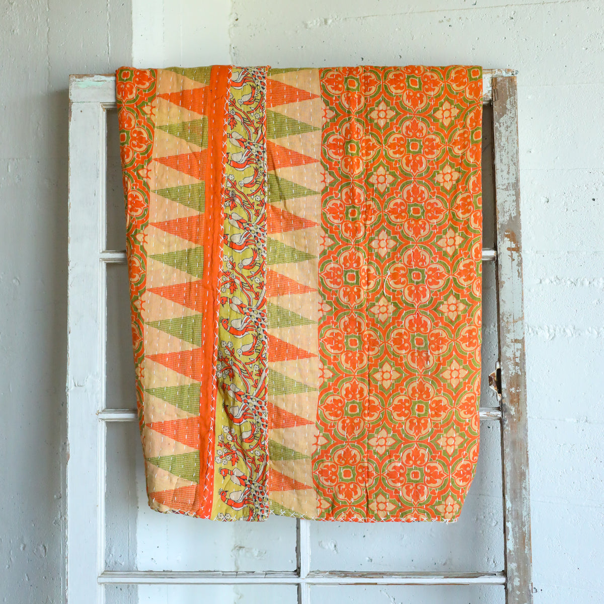 Kantha India Blanket One - of - a - Kind Handcrafted Quilted Pattern Throw – No. K - 00669 - Holtz Leather