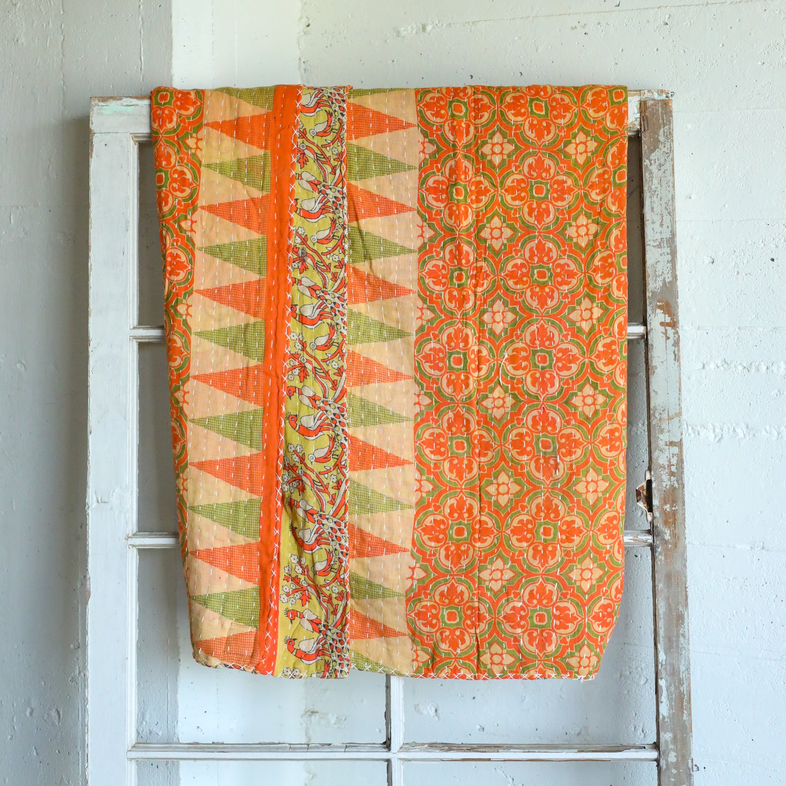 Kantha India Blanket One - of - a - Kind Handcrafted Quilted Pattern Throw – No. K - 00669 - Holtz Leather