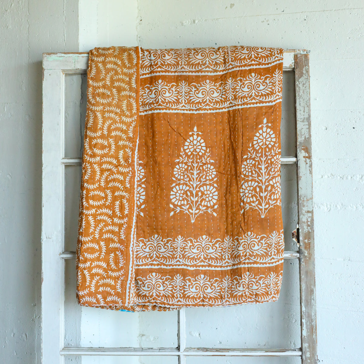 Kantha India Blanket One - of - a - Kind Handcrafted Quilted Pattern Throw – No. K - 00670 - Holtz Leather