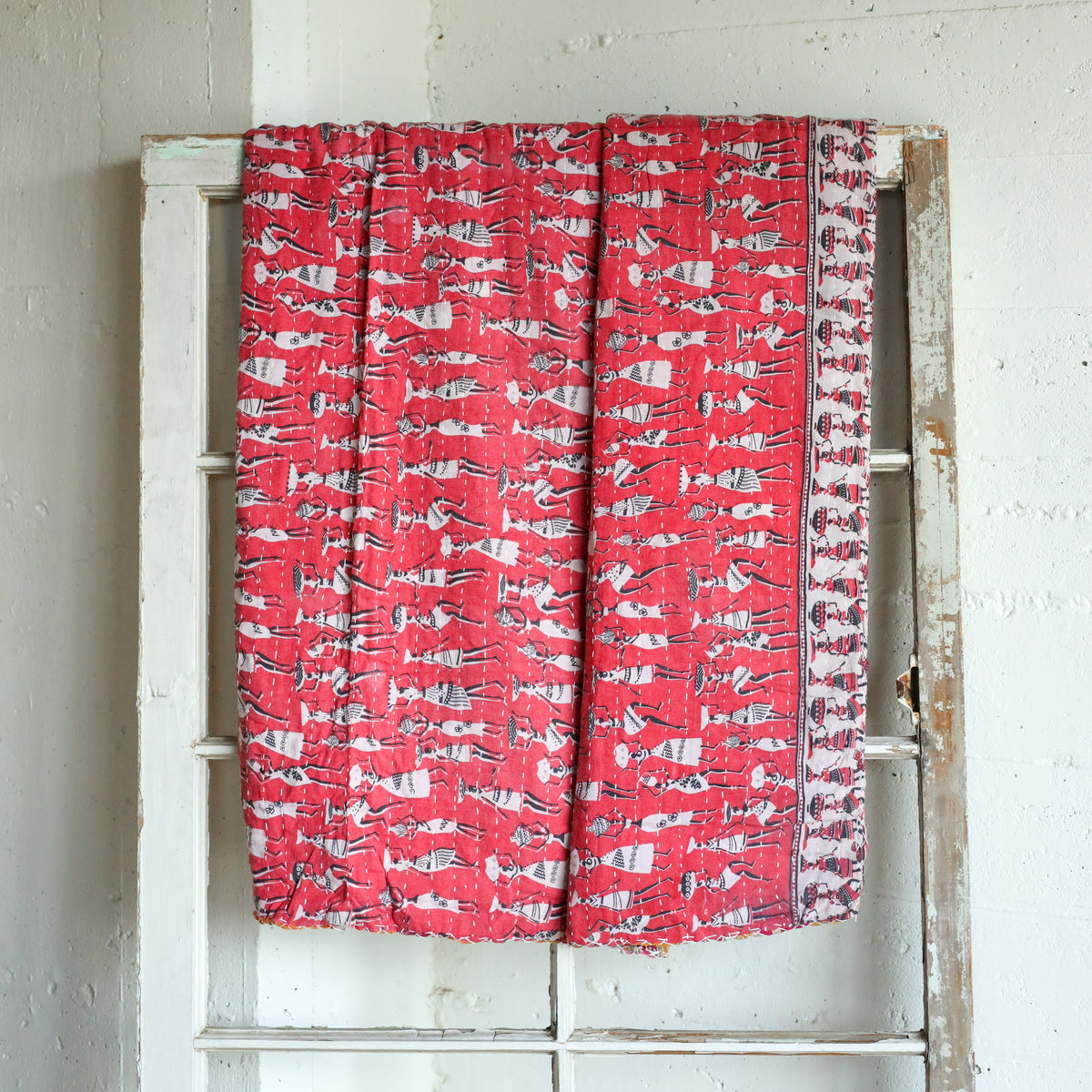 Kantha India Blanket One - of - a - Kind Handcrafted Quilted Pattern Throw – No. K - 00671 - Holtz Leather