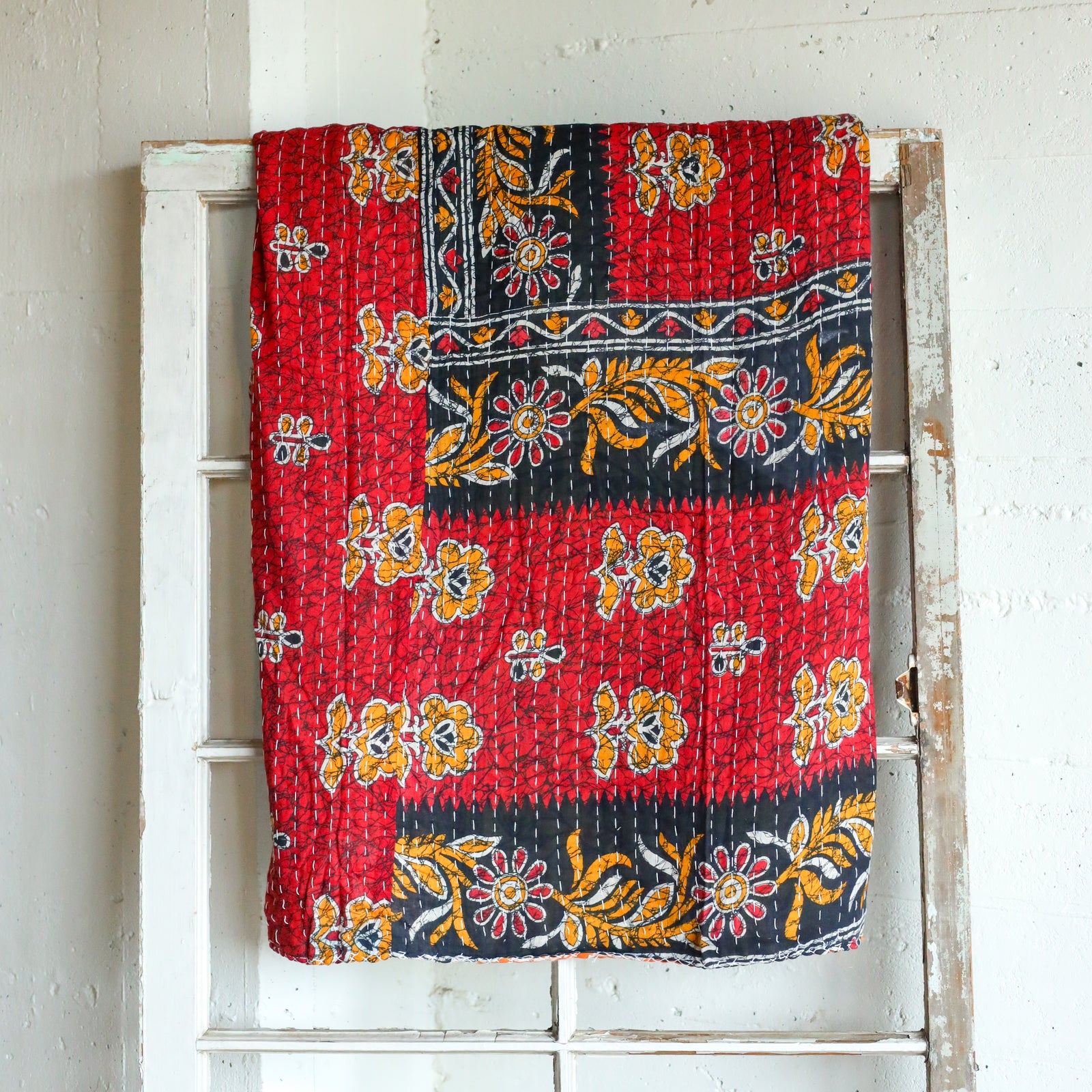 Kantha India Blanket One - of - a - Kind Handcrafted Quilted Pattern Throw – No. K - 00673 - Holtz Leather