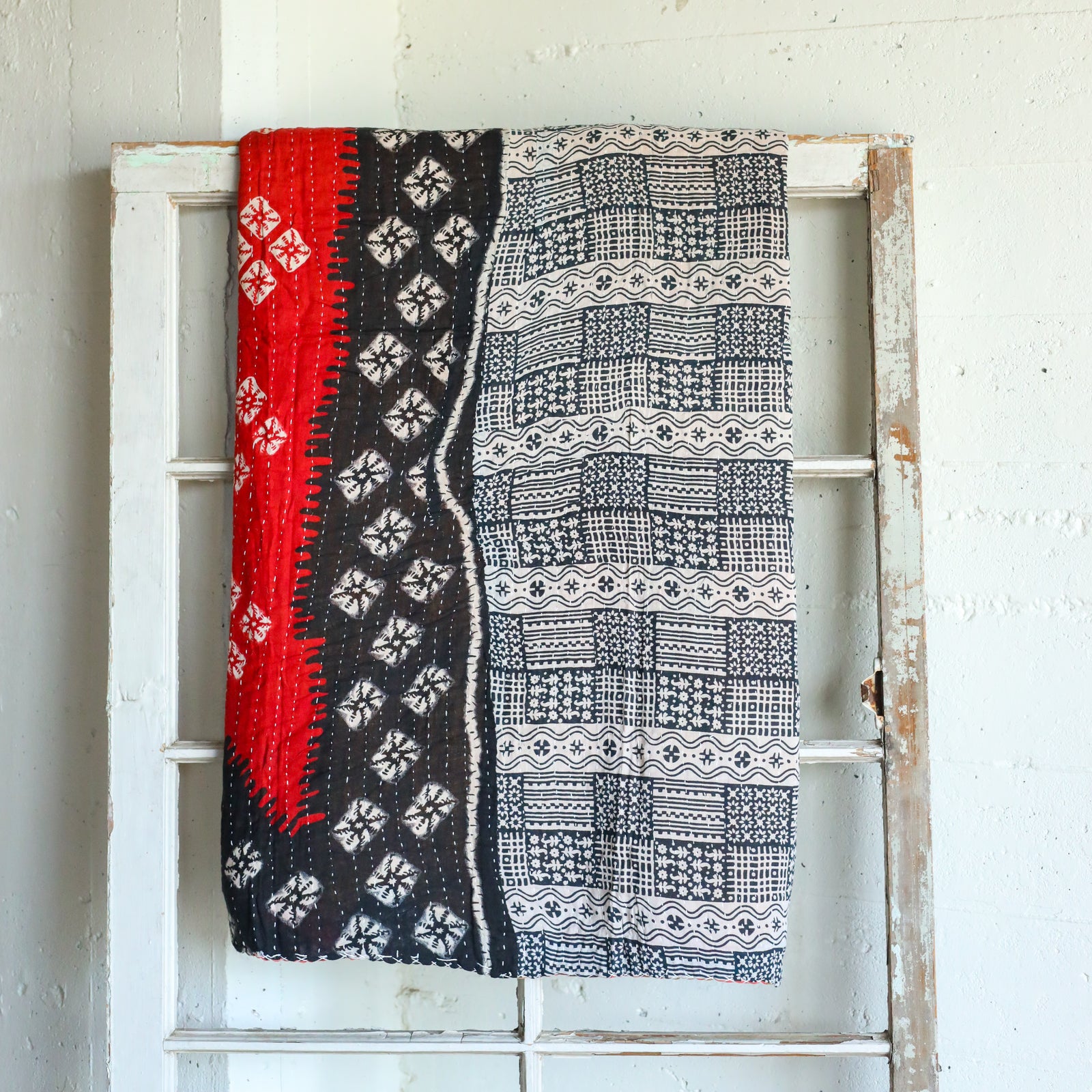 Kantha India Blanket One - of - a - Kind Handcrafted Quilted Pattern Throw – No. K - 00677 - Holtz Leather