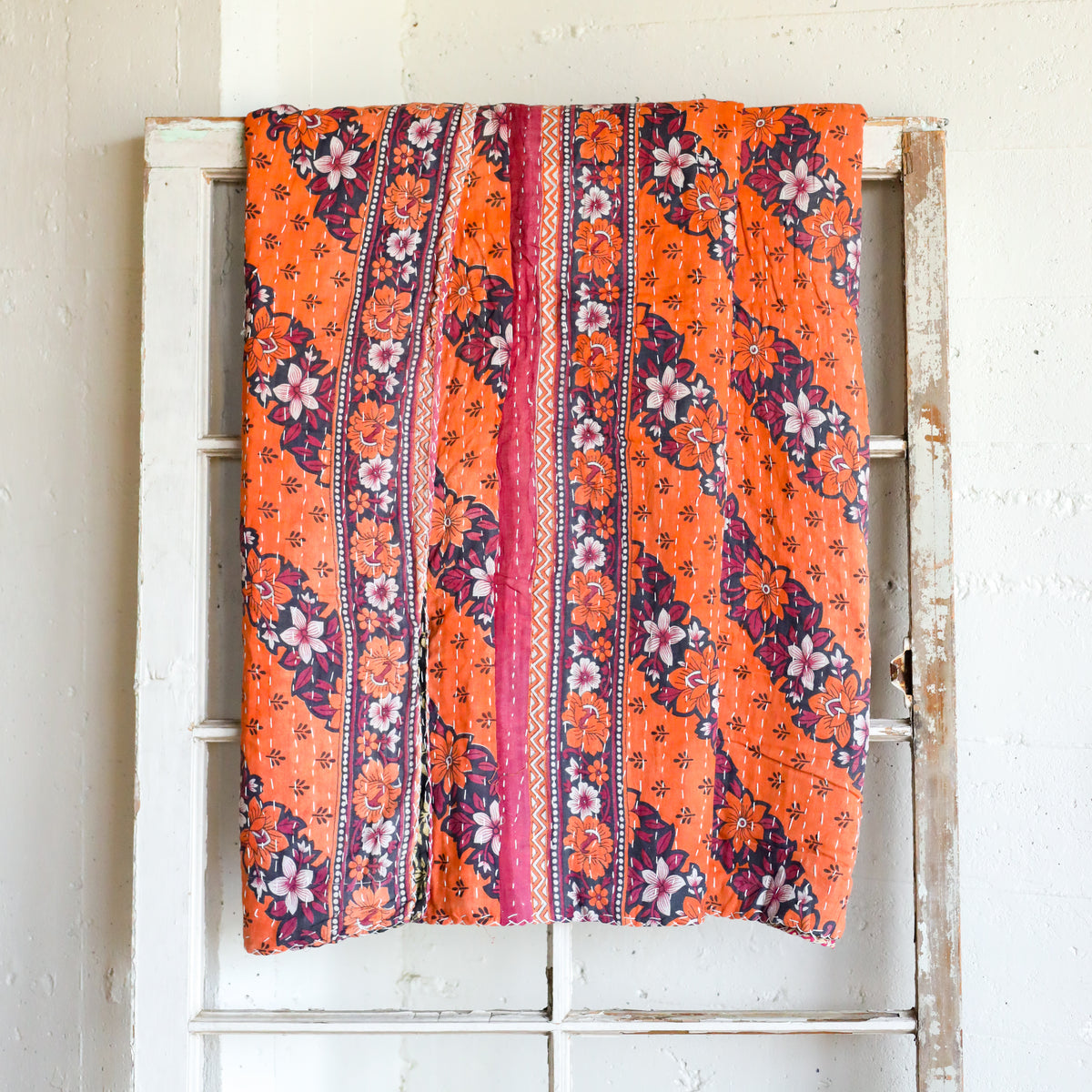 Kantha India Blanket One - of - a - Kind Handcrafted Quilted Pattern Throw – No. K - 00689 - Holtz Leather