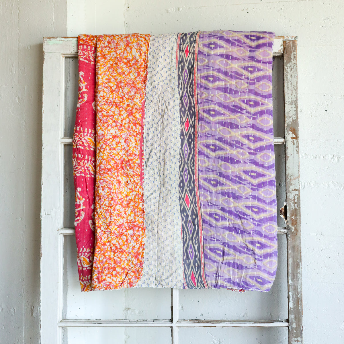 Kantha India Blanket One - of - a - Kind Handcrafted Quilted Pattern Throw – No. K - 00693 - Holtz Leather