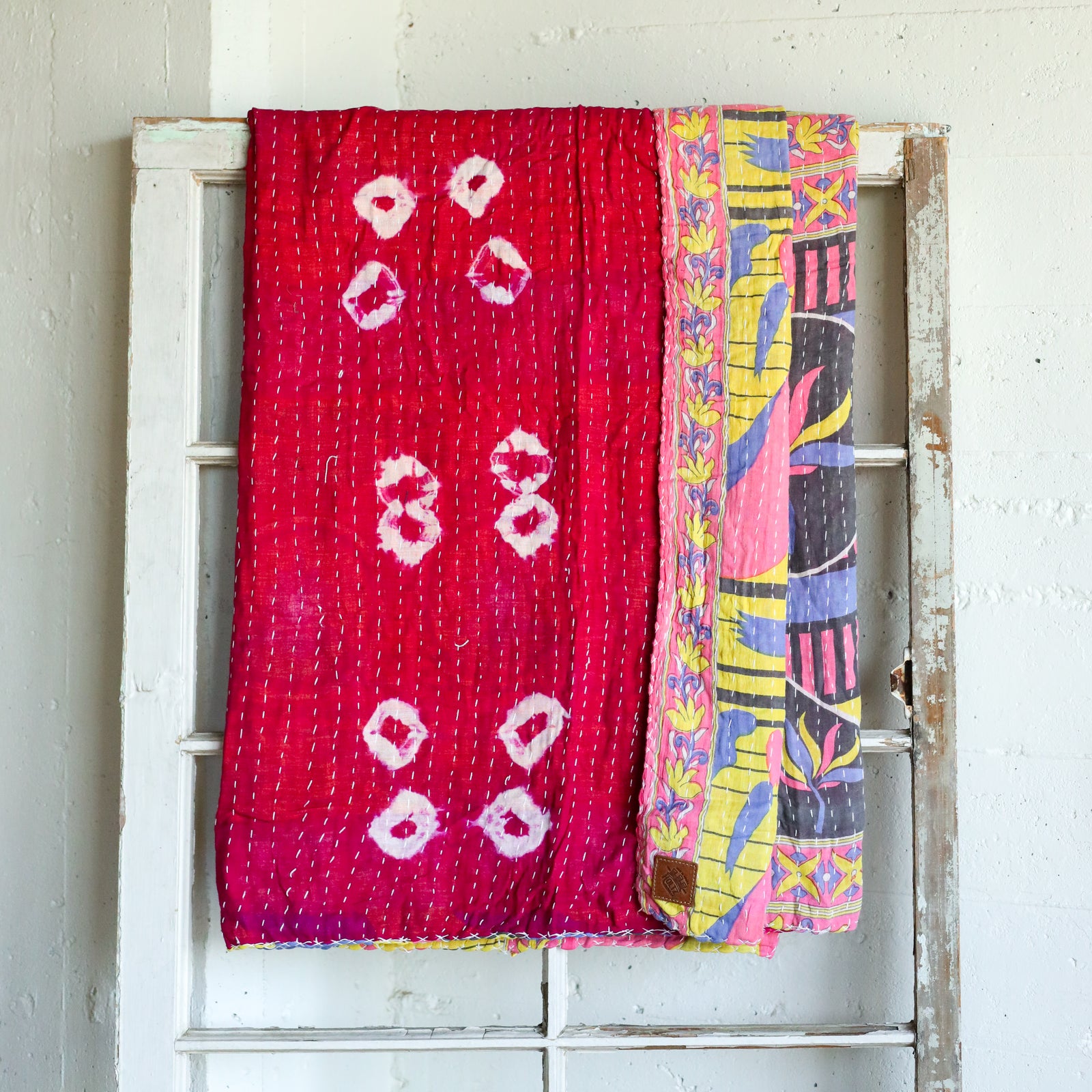 Kantha India Blanket One - of - a - Kind Handcrafted Quilted Pattern Throw – No. K - 00694 - Holtz Leather