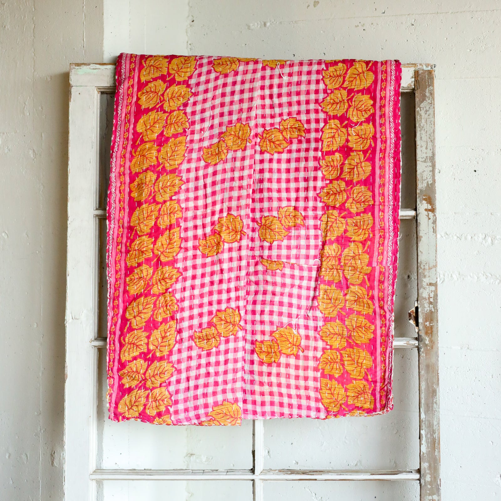 Kantha India Blanket One - of - a - Kind Handcrafted Quilted Pattern Throw – No. K - 00698 - Holtz Leather