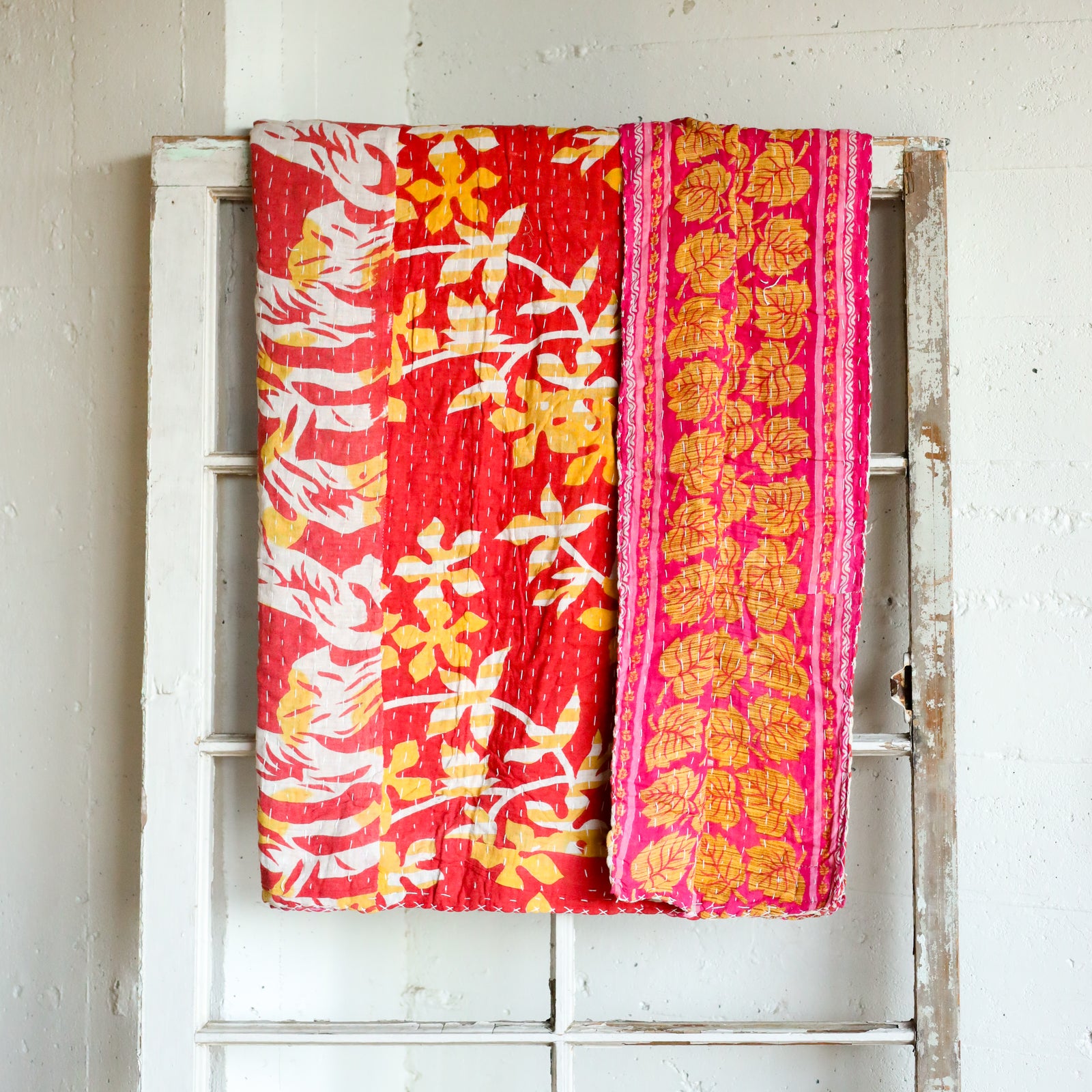 Kantha India Blanket One - of - a - Kind Handcrafted Quilted Pattern Throw – No. K - 00698 - Holtz Leather