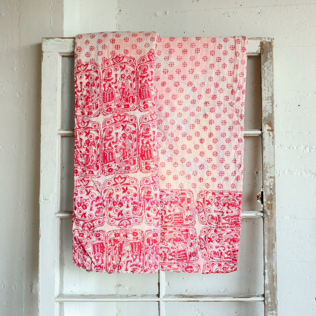 Kantha India Blanket One - of - a - Kind Handcrafted Quilted Pattern Throw – No. K - 00699 - Holtz Leather