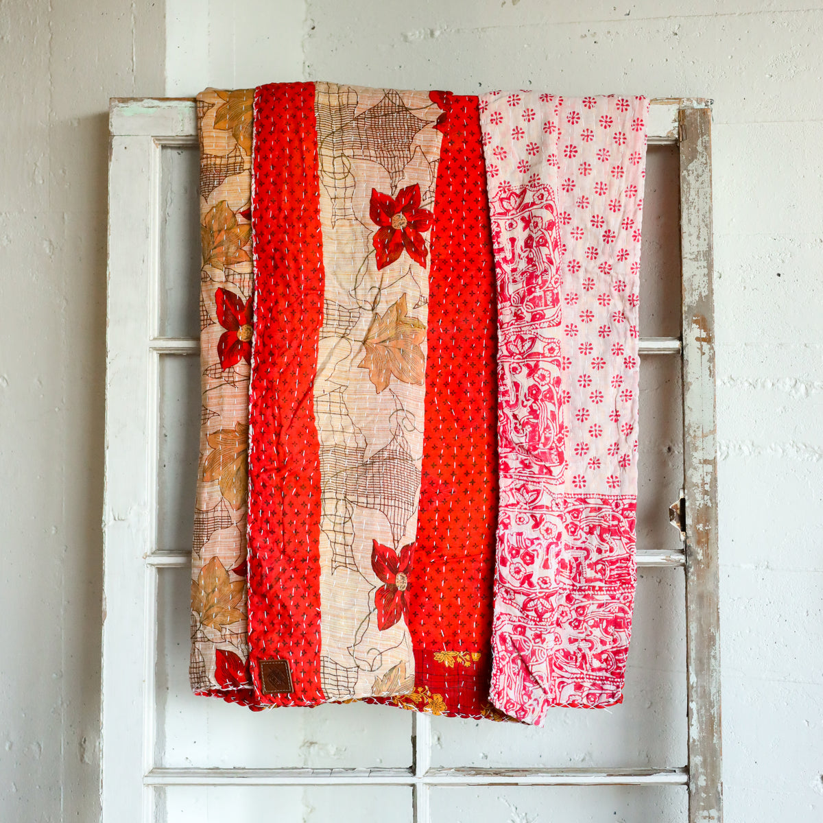 Kantha India Blanket One - of - a - Kind Handcrafted Quilted Pattern Throw – No. K - 00699 - Holtz Leather