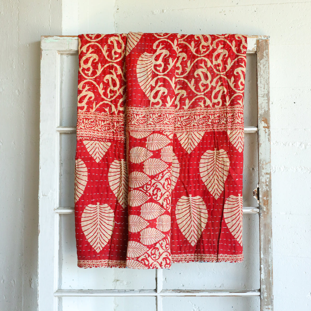 Kantha India Blanket One - of - a - Kind Handcrafted Quilted Pattern Throw – No. K - 00702 - Holtz Leather