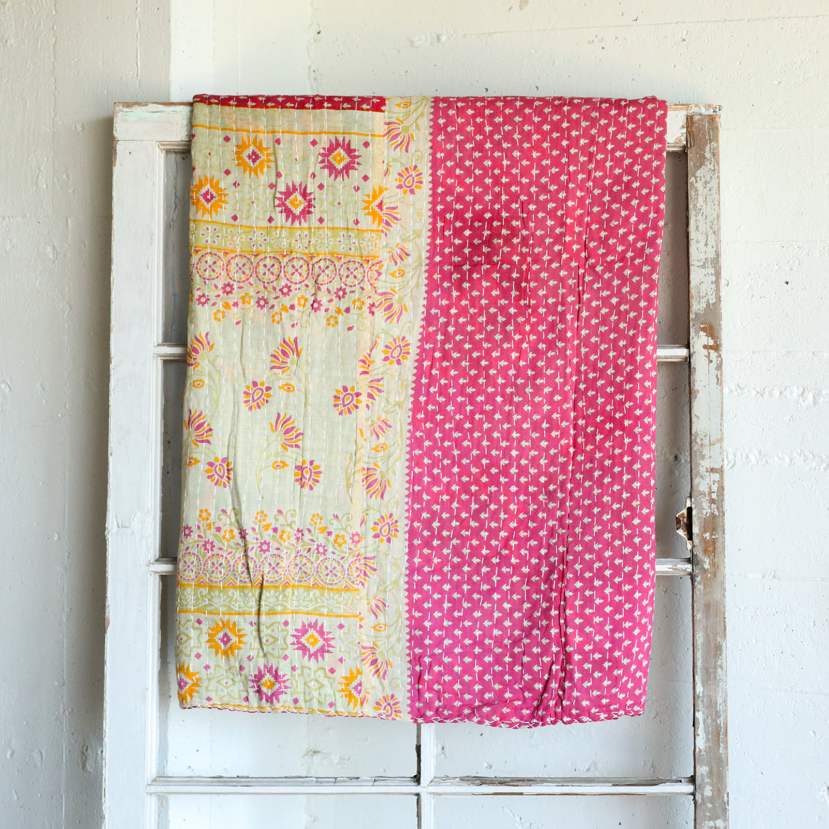 Kantha India Blanket One - of - a - Kind Handcrafted Quilted Pattern Throw – No. K - 00703 - Holtz Leather