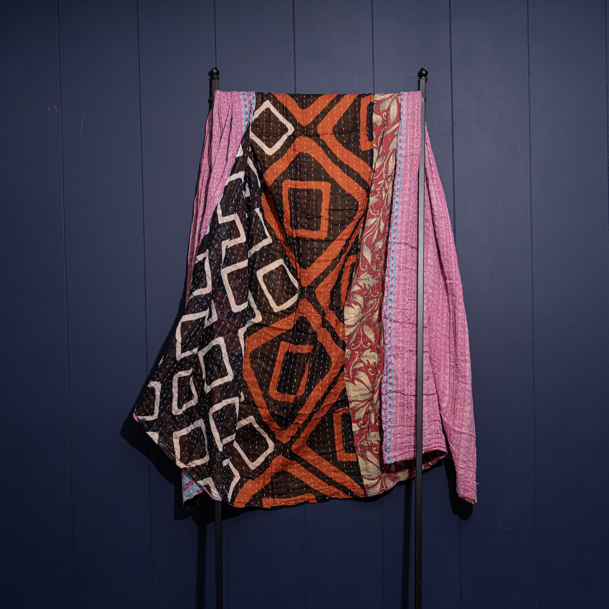 Kantha India Blanket One - of - a - Kind Handcrafted Quilted Pattern Throw – No. K - 00612 - Holtz Leather