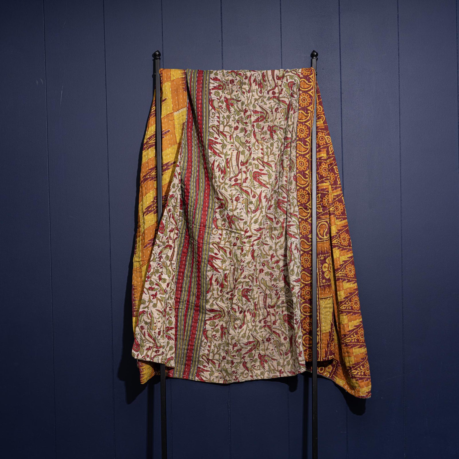 Kantha India Blanket One - of - a - Kind Handcrafted Quilted Pattern Throw – No. K - 00615 - Holtz Leather