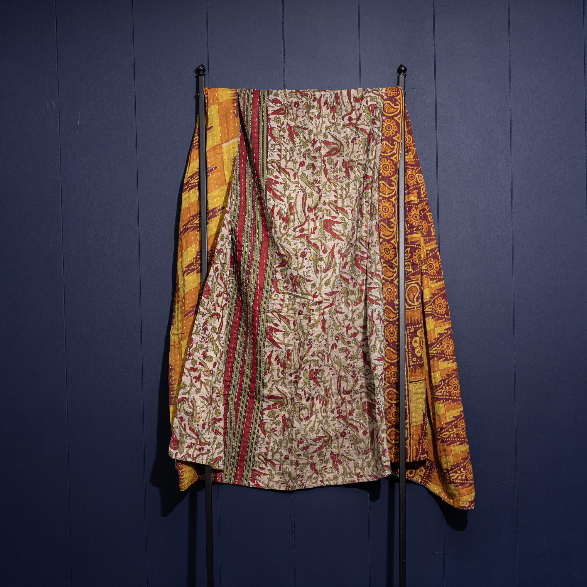 Kantha India Blanket One - of - a - Kind Handcrafted Quilted Pattern Throw – No. K - 00615 - Holtz Leather