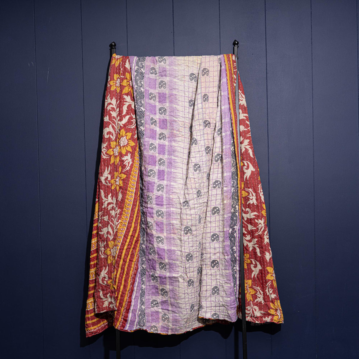 Kantha India Blanket One - of - a - Kind Handcrafted Quilted Pattern Throw – No. K - 00623 - Holtz Leather