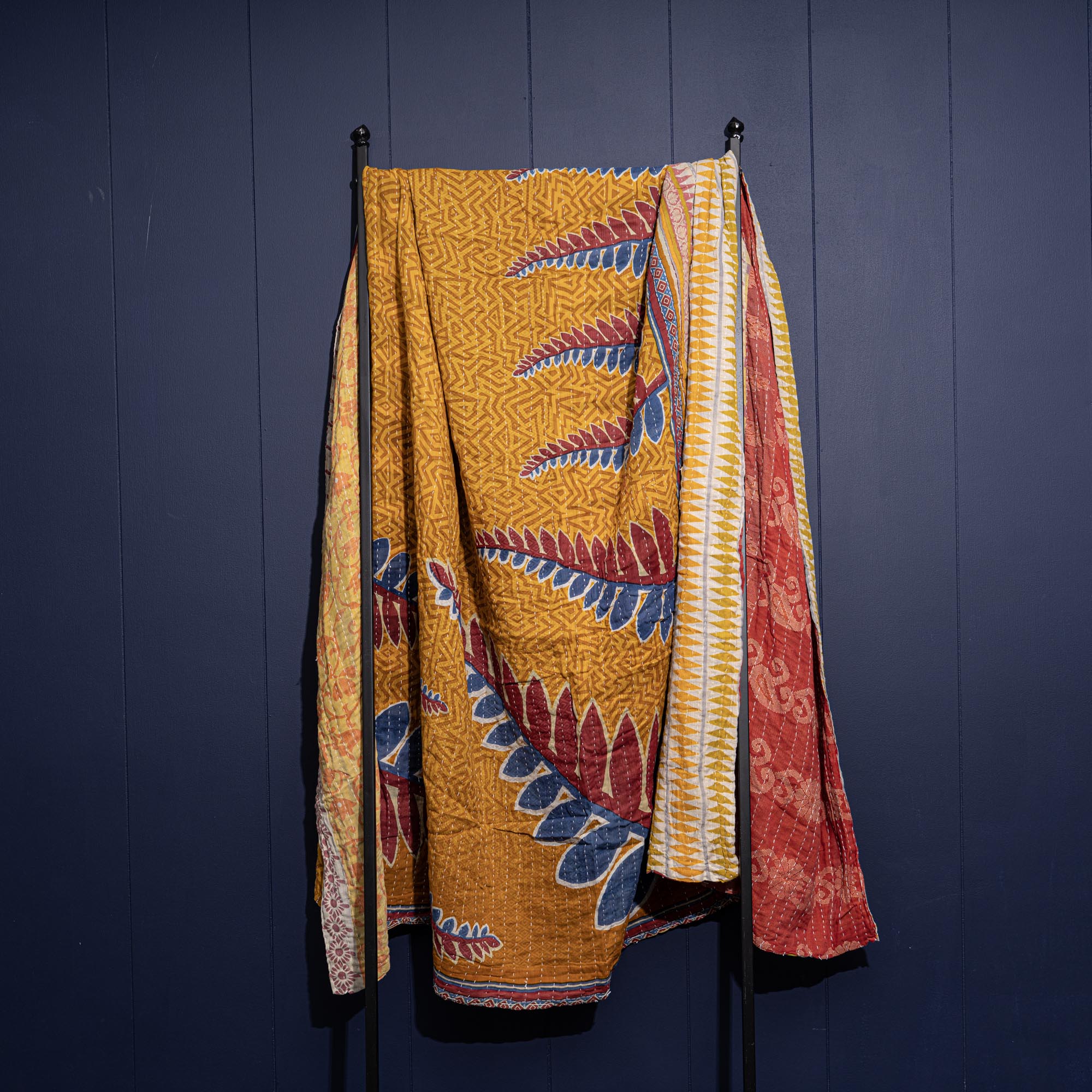 Kantha India Blanket One - of - a - Kind Handcrafted Quilted Pattern Throw – No. K - 00630 - Holtz Leather