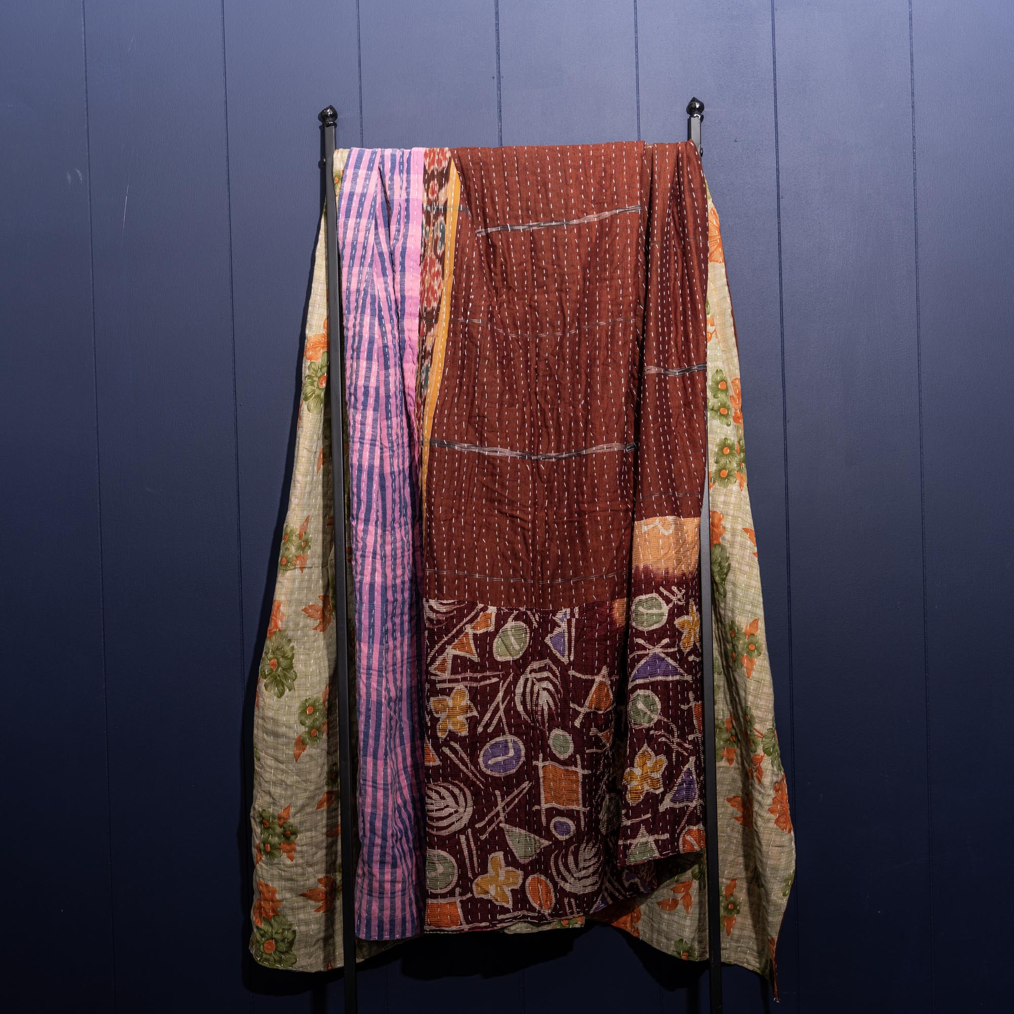 Kantha India Blanket One - of - a - Kind Handcrafted Quilted Pattern Throw – No. K - 00643 - Holtz Leather
