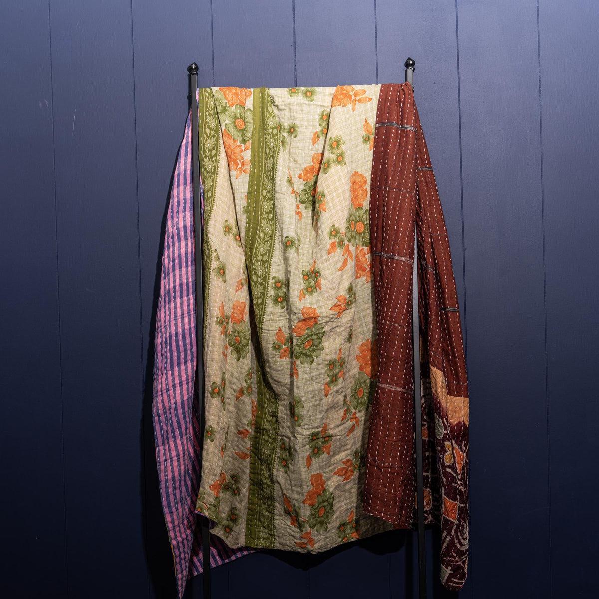 Kantha India Blanket One - of - a - Kind Handcrafted Quilted Pattern Throw – No. K - 00643 - Holtz Leather