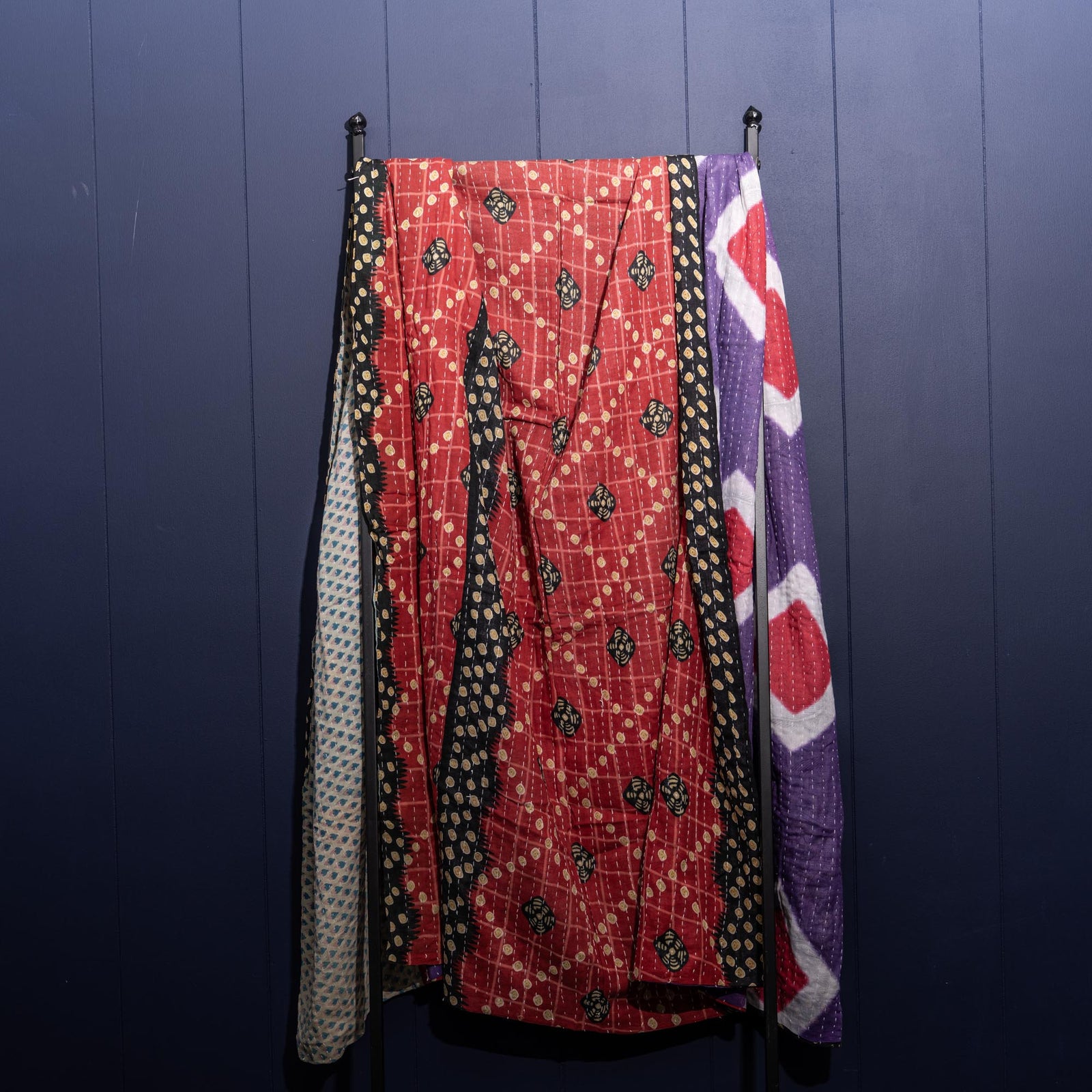 Kantha India Blanket One - of - a - Kind Handcrafted Quilted Pattern Throw – No. K - 00644 - Holtz Leather