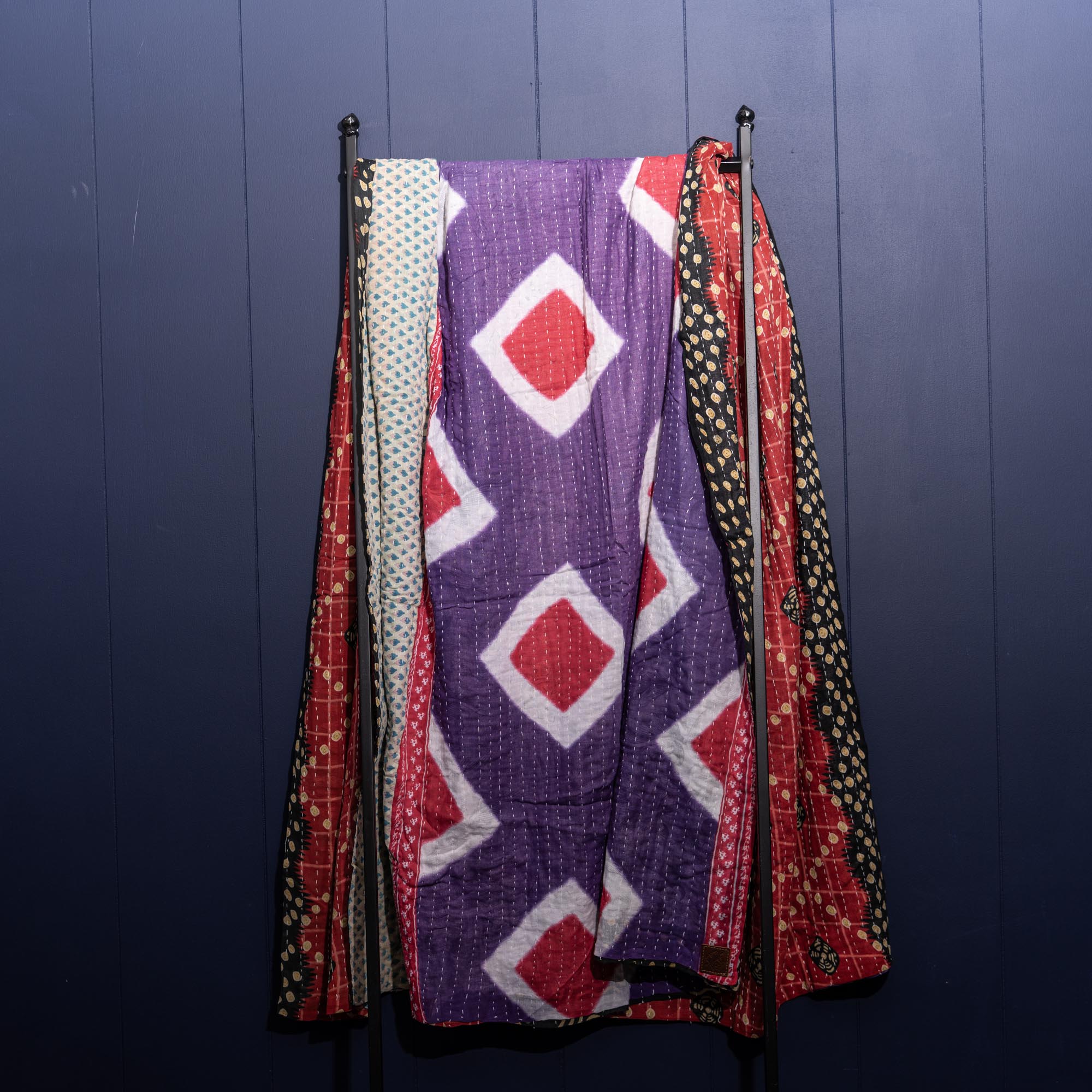 Kantha India Blanket One - of - a - Kind Handcrafted Quilted Pattern Throw – No. K - 00644 - Holtz Leather