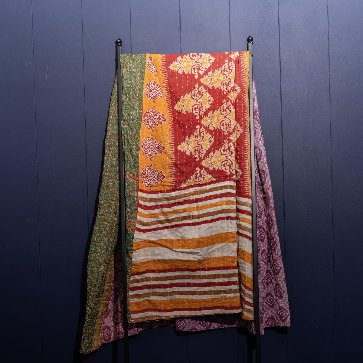 Kantha India Blanket One - of - a - Kind Handcrafted Quilted Pattern Throw – No. K - 00649 - Holtz Leather