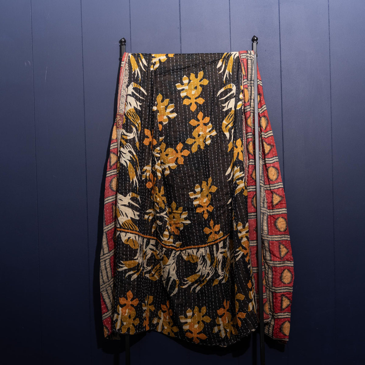 Kantha India Blanket One - of - a - Kind Handcrafted Quilted Pattern Throw – No. K - 00660 - Holtz Leather