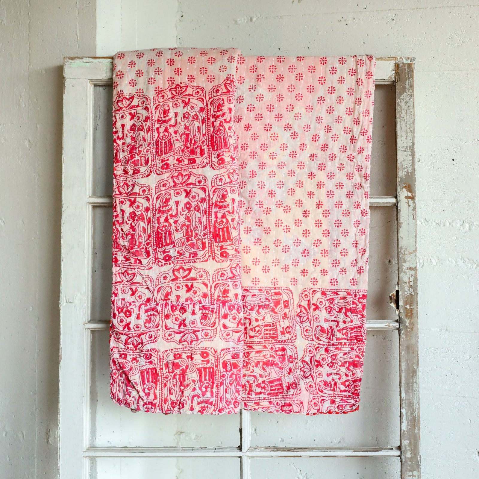 Kantha India Blanket One-of-a-Kind Handcrafted Quilted Pattern Throw – No. K-00699 - Holtz Leather