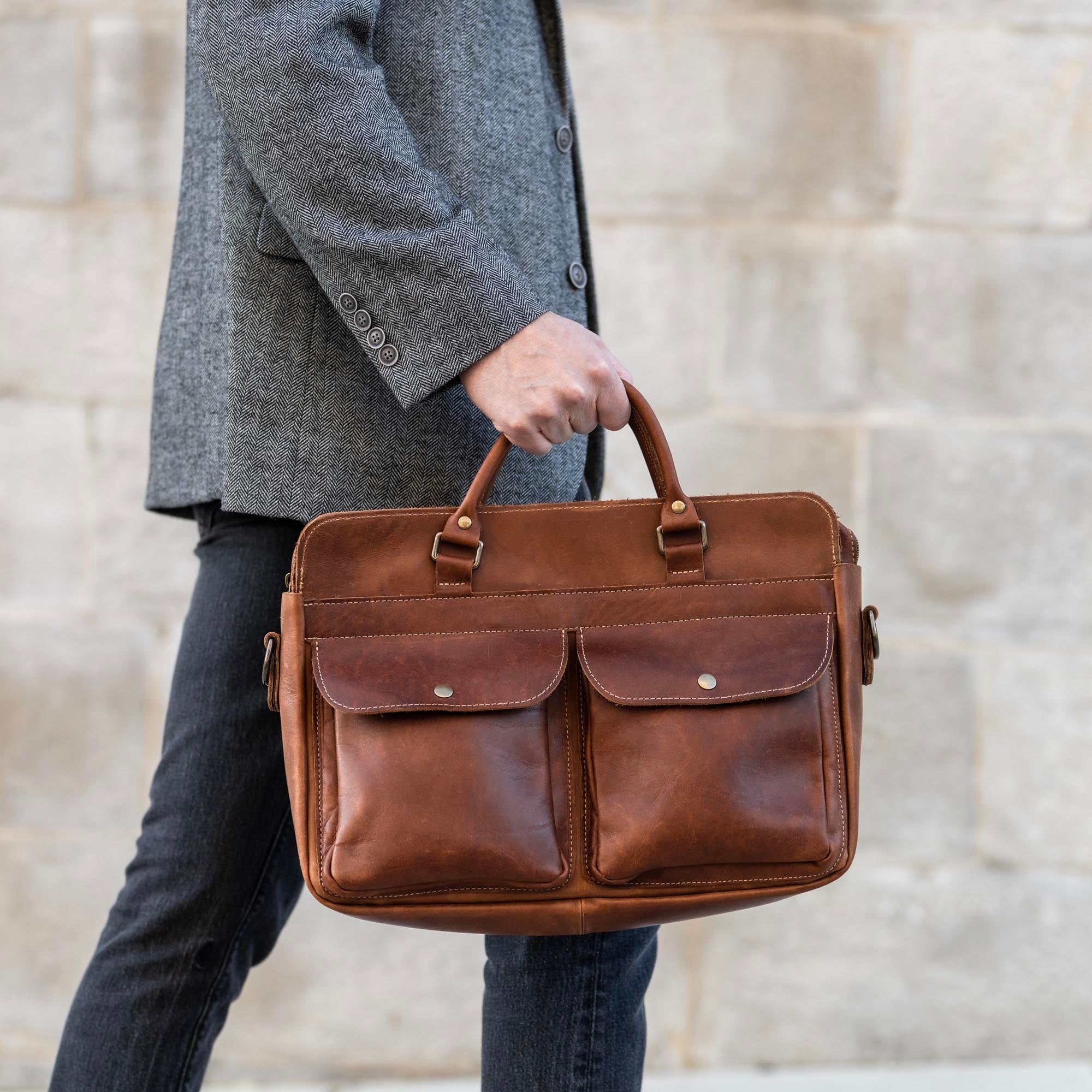 No. 102 Entrepreneur Fine Leather Briefcase & Professional Laptop Bag ...