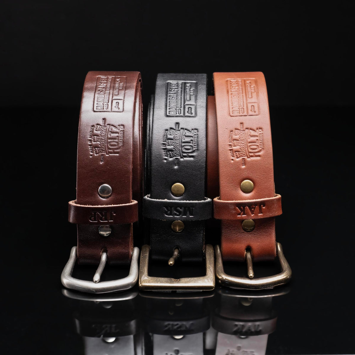 Personalized Bridle Leather Men's Casual Belt – Square Nickel or Brass Buckle - Holtz Leather