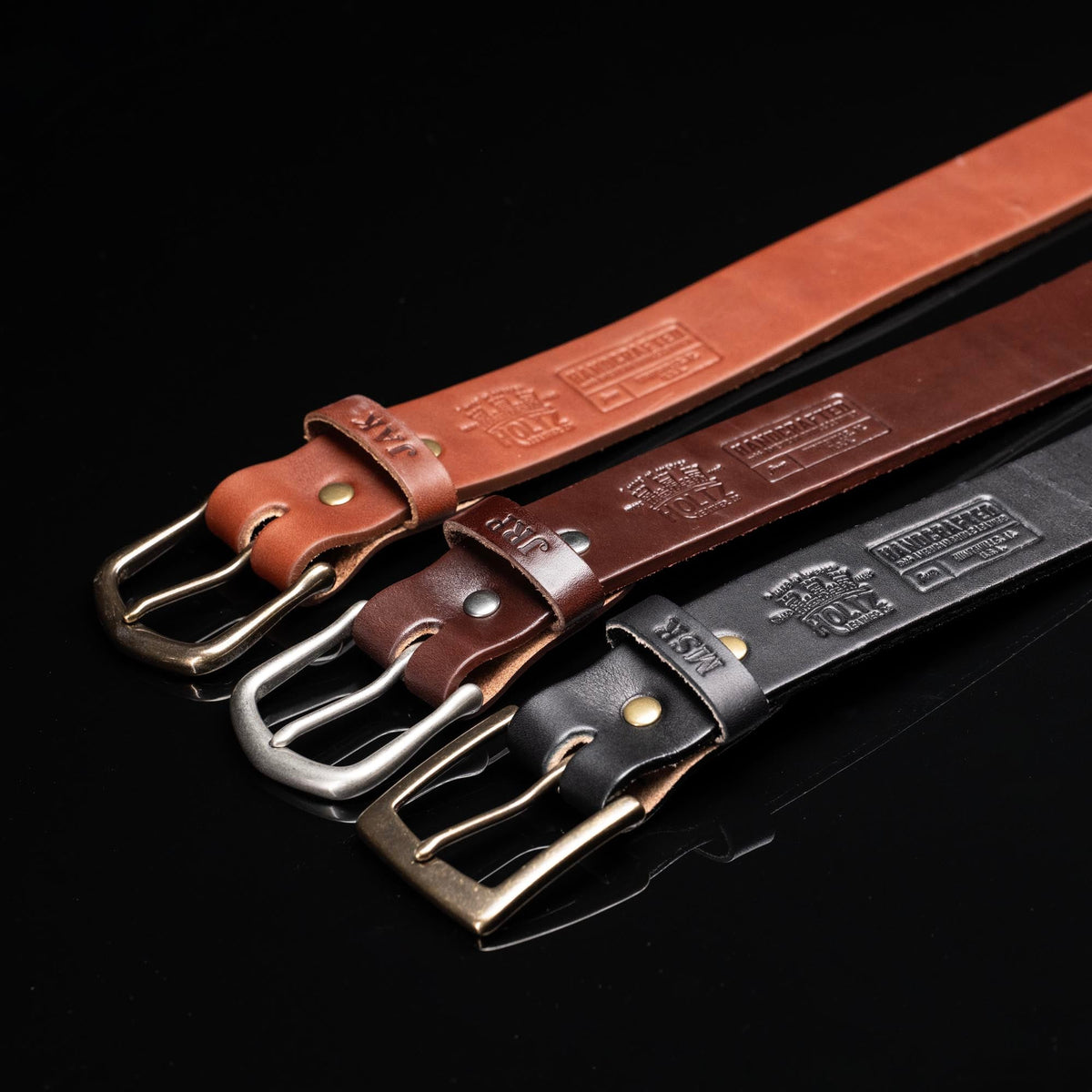 Personalized Bridle Leather Men's Casual Belt – Square Nickel or Brass Buckle - Holtz Leather