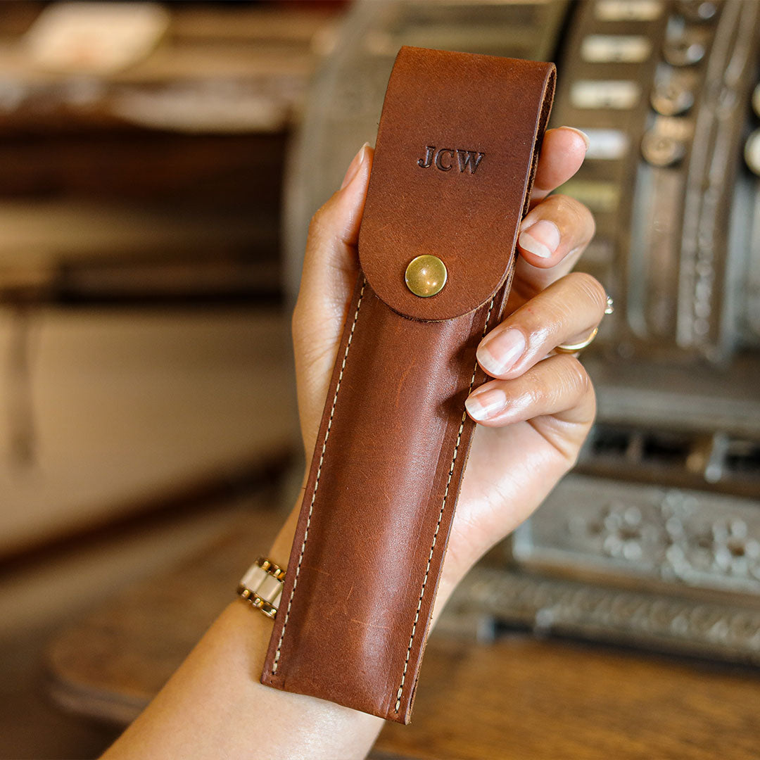 Personalized Fine Leather Pencil Sleeve