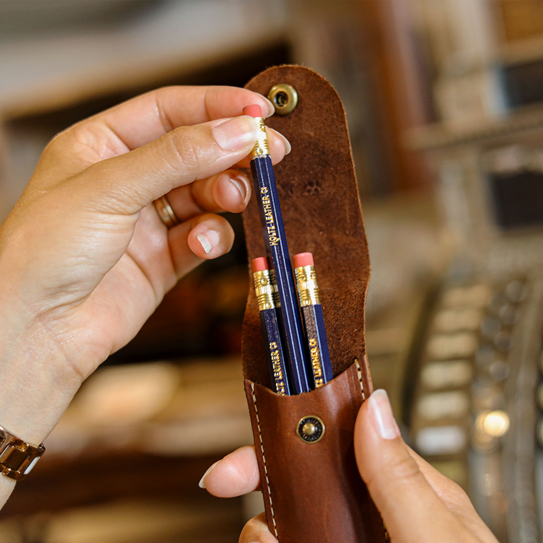 Personalized Fine Leather Pencil Sleeve