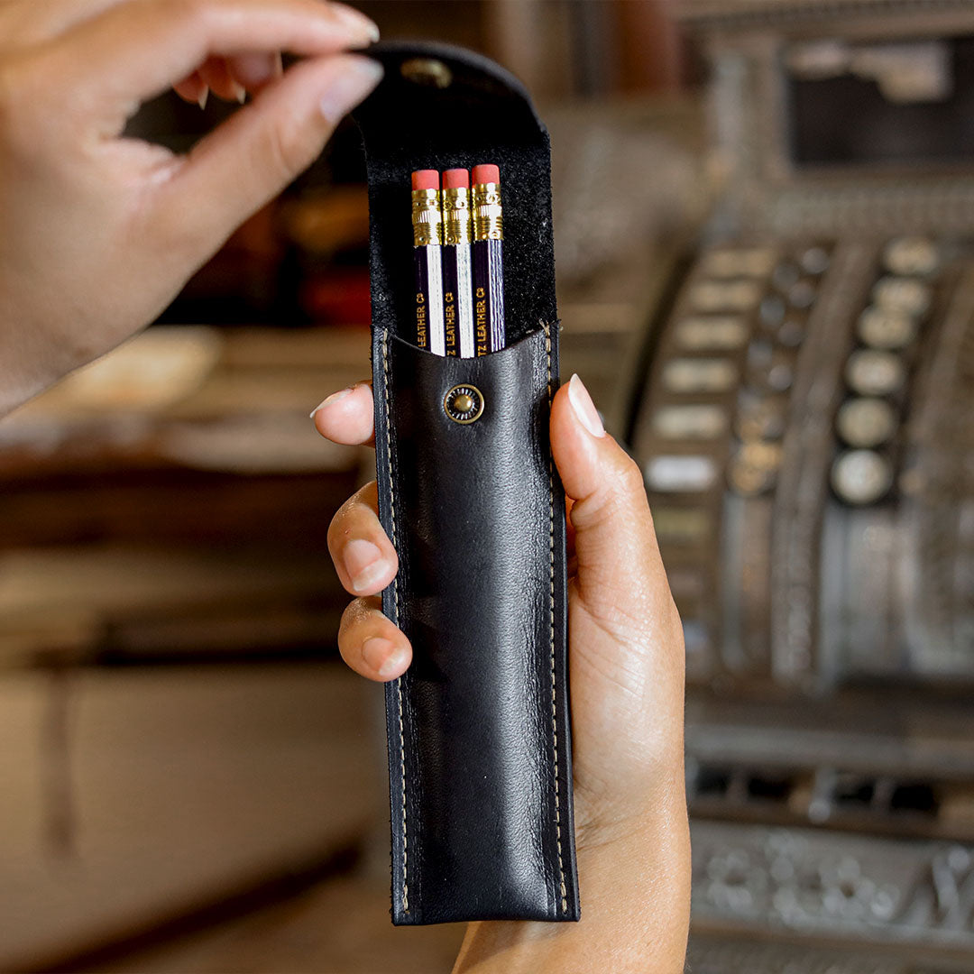 Personalized Fine Leather Pencil Sleeve