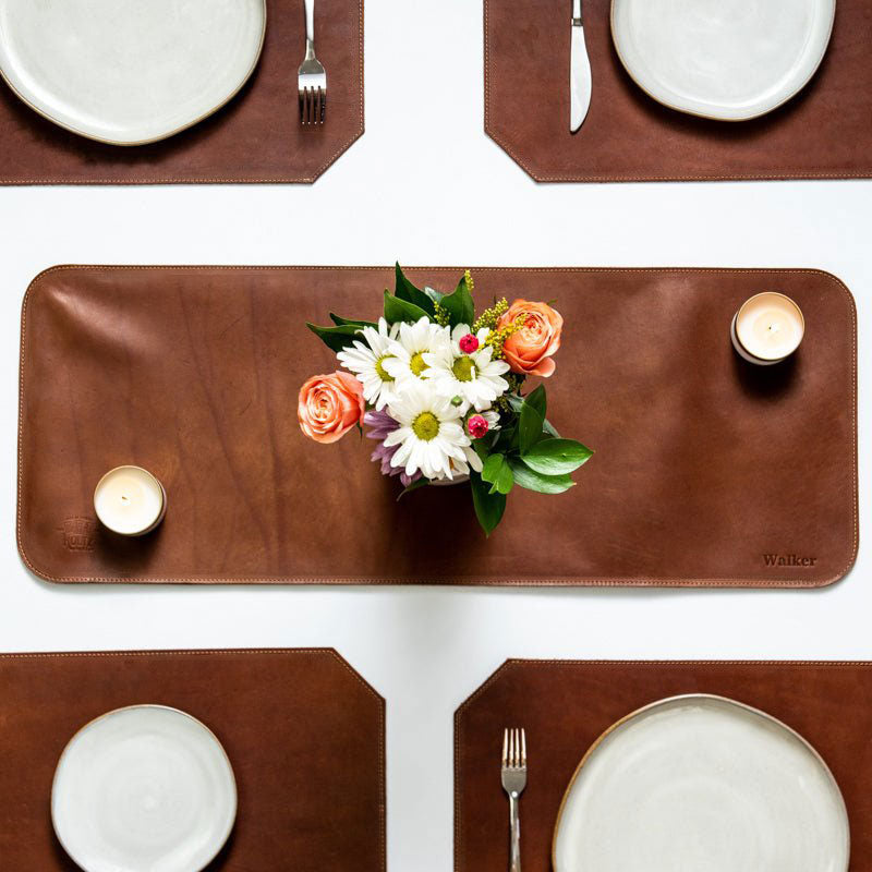 Personalized Fine Leather Table Runner for Centerpiece
