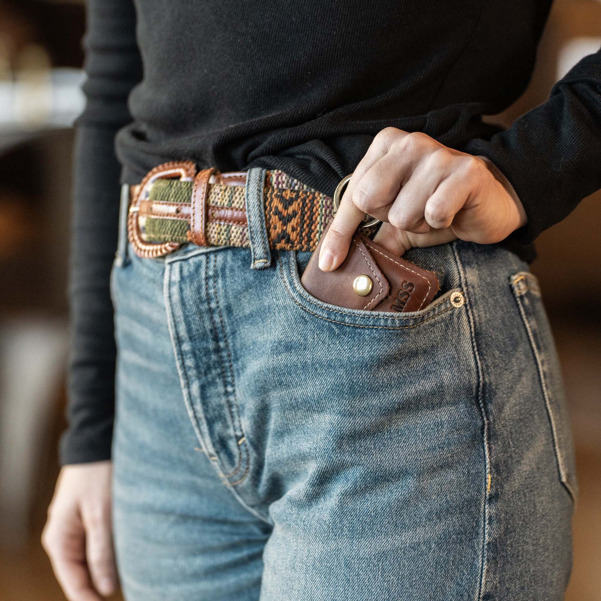 The Amelia Personalized Leather Keychain Wallet and Coin Purse - Holtz Leather