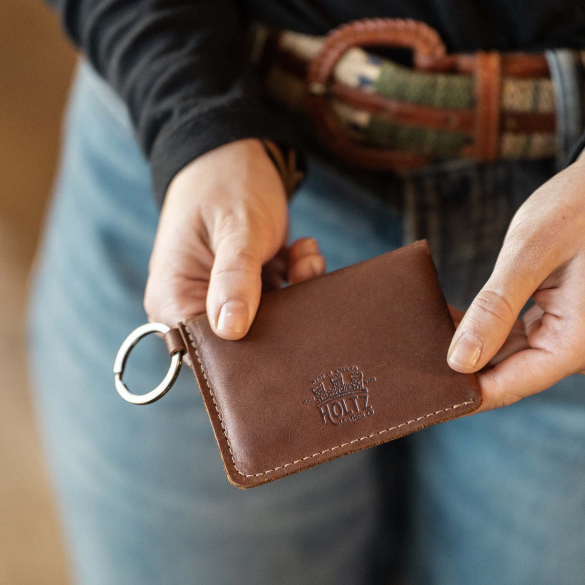 The Amelia Personalized Leather Keychain Wallet and Coin Purse - Holtz Leather
