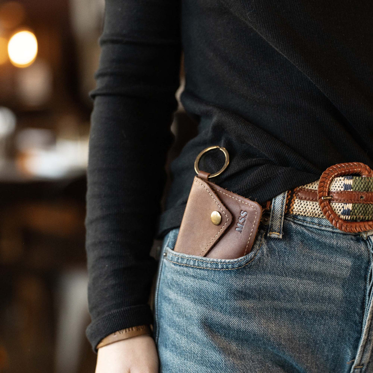 The Amelia Personalized Leather Keychain Wallet and Coin Purse - Holtz Leather