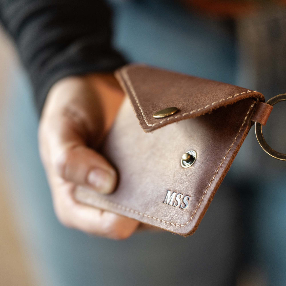 The Amelia Personalized Leather Keychain Wallet and Coin Purse - Holtz Leather