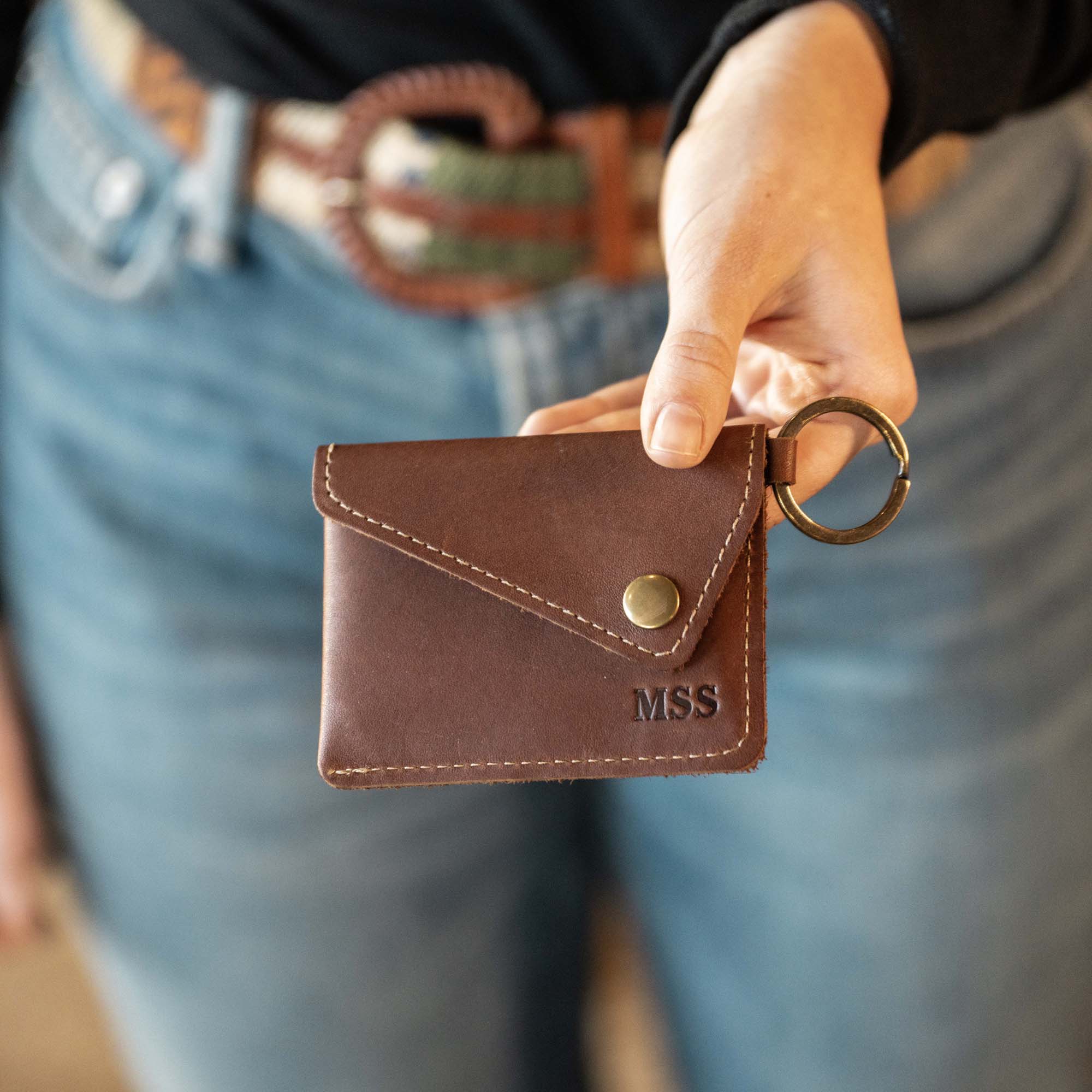 The Amelia Personalized Leather Keychain Wallet and Coin Purse - Holtz Leather