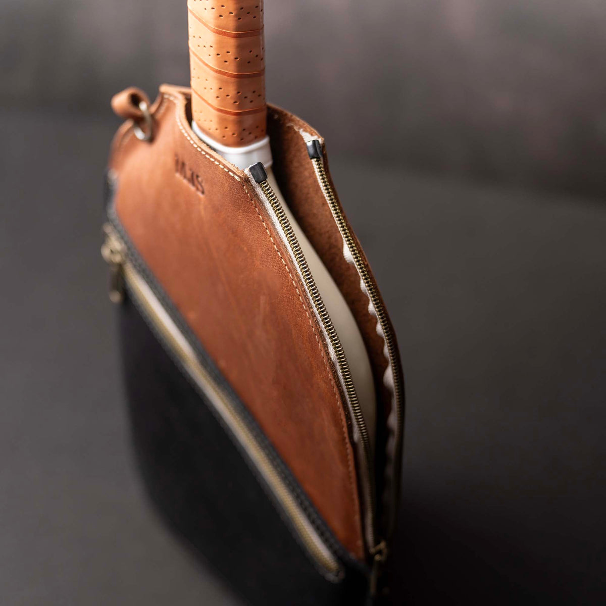 The Avery Personalized Leather Pickleball Sleeve Cover - Holtz Leather