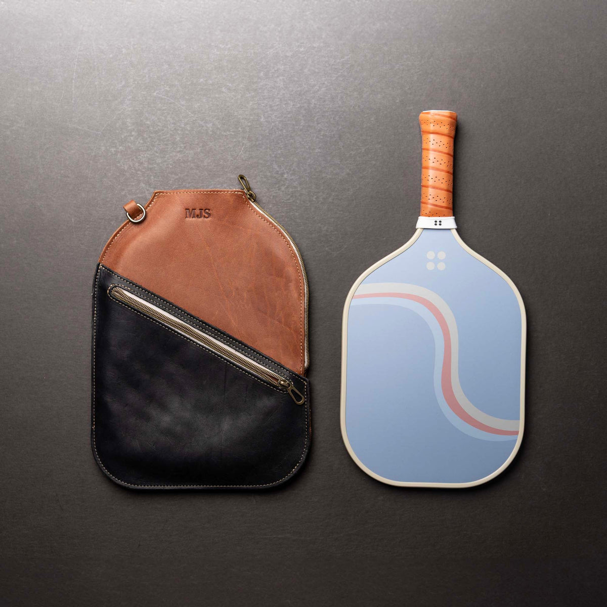 The Avery Personalized Leather Pickleball Sleeve Cover - Holtz Leather