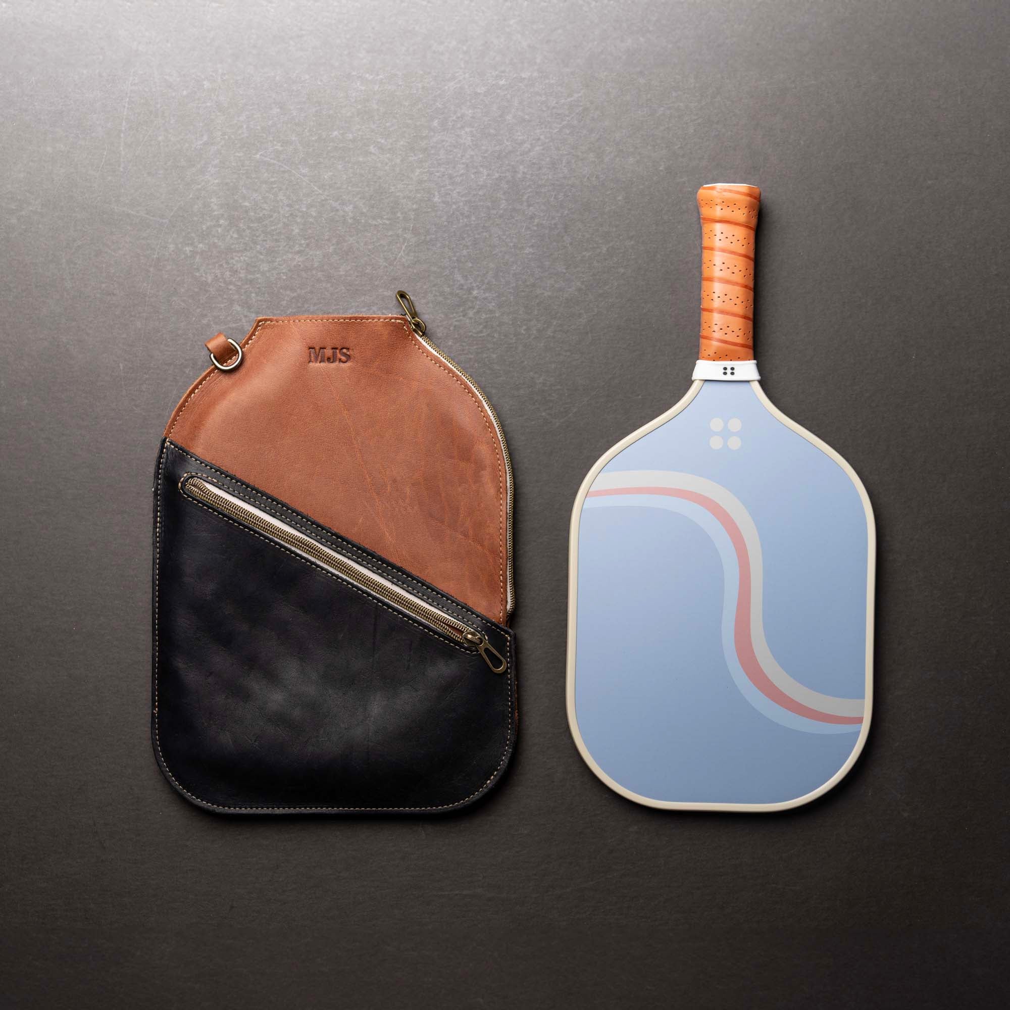 The Avery Personalized Leather Pickleball Sleeve Cover - Holtz Leather